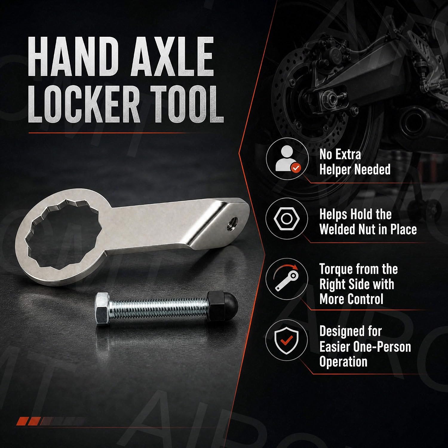 Hand Axle Locker Tool for Harley 2002-2017 Touring, Softail, Dyna & Sportster, CNC Machined Steel Axle Lock Tool, Replacement for 16-0333, Rear Axle Adjustment Helper