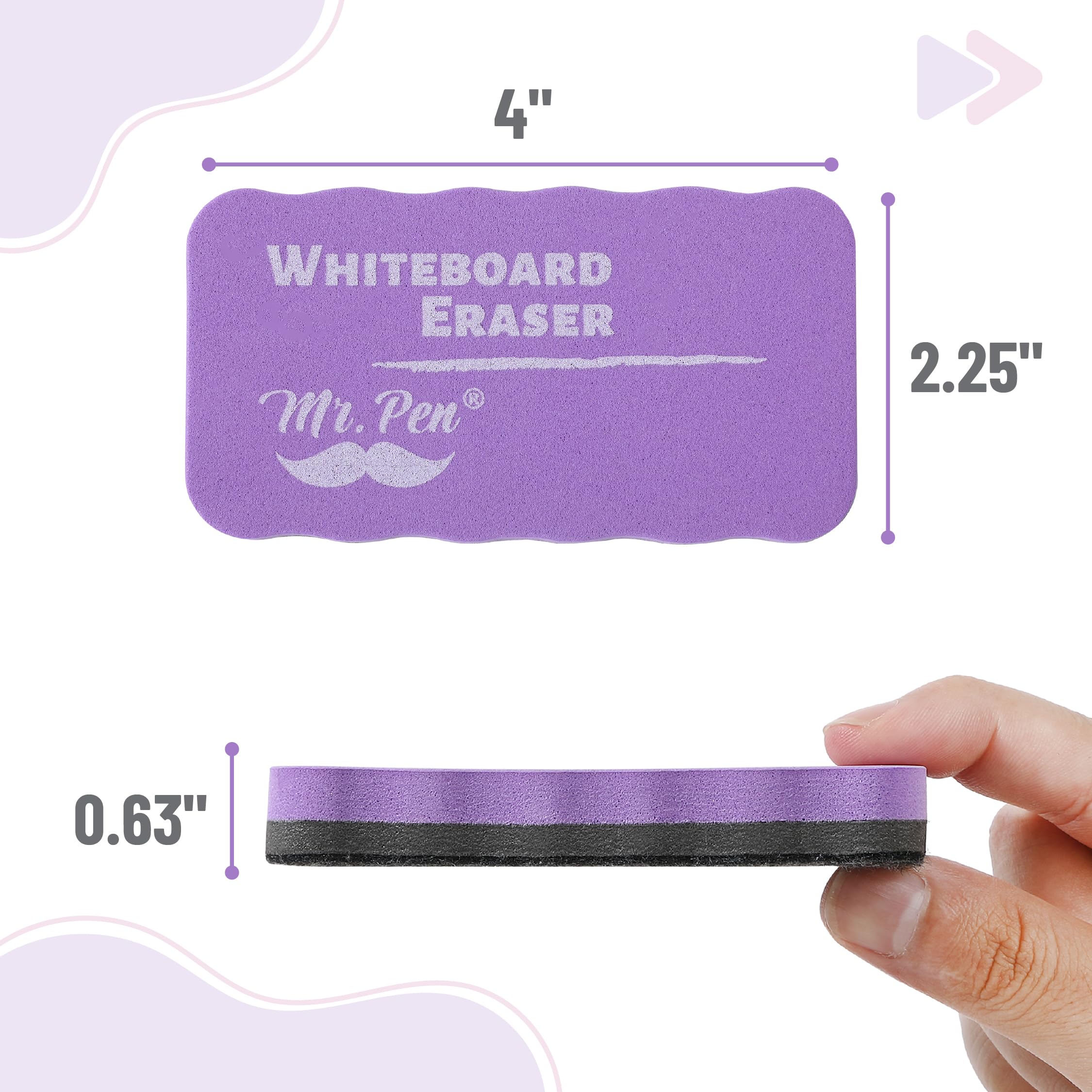 Mr. Pen- White Board Erasers, 8 Pack, Pastel Colors, Magnetic Dry Erase Eraser, 4 x 2.25 x 0.63 inches - Image 3