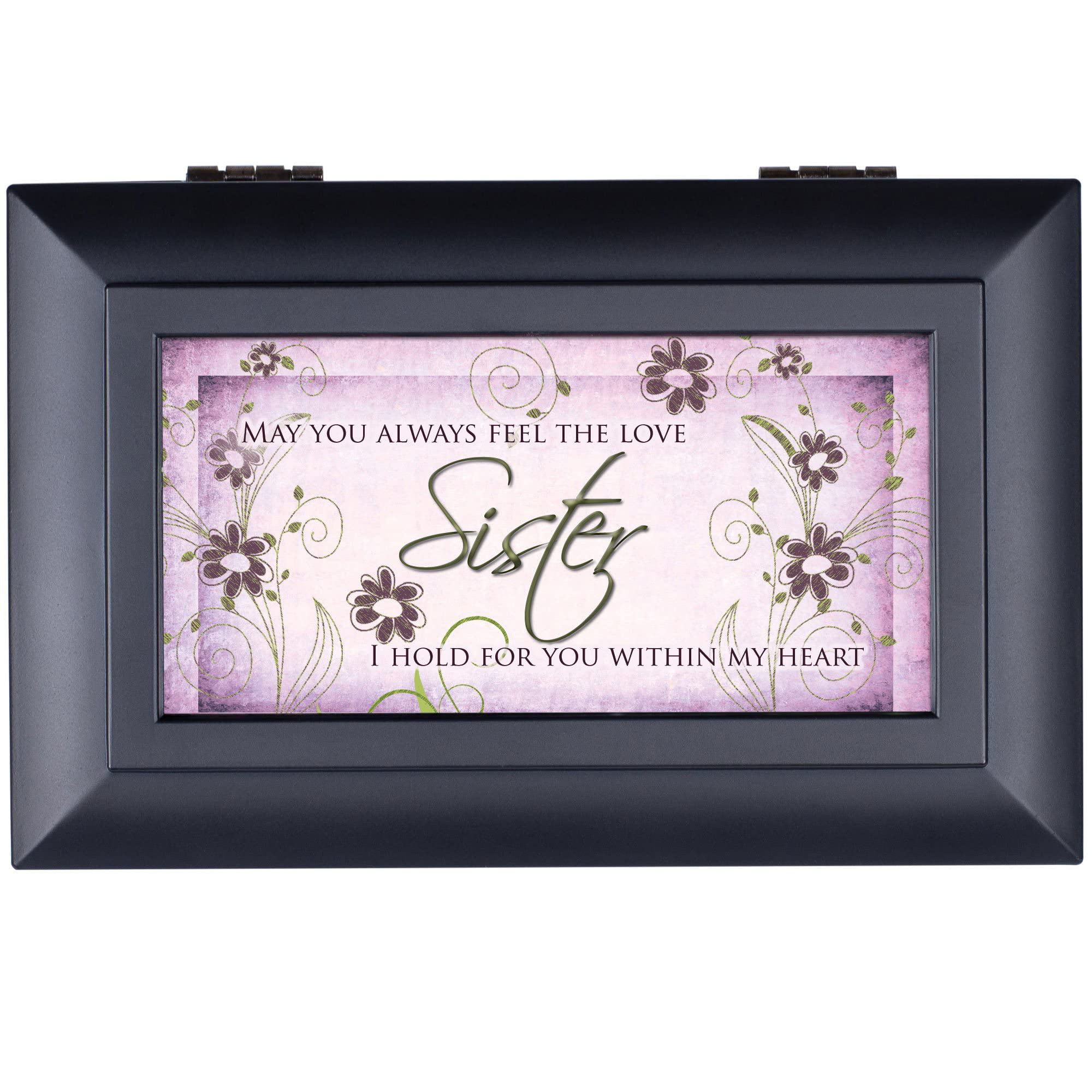 Sister Feel The Love Black Cottage Garden Petite Jewelry Music Box Plays What a Wonderful World by Cottage Garden