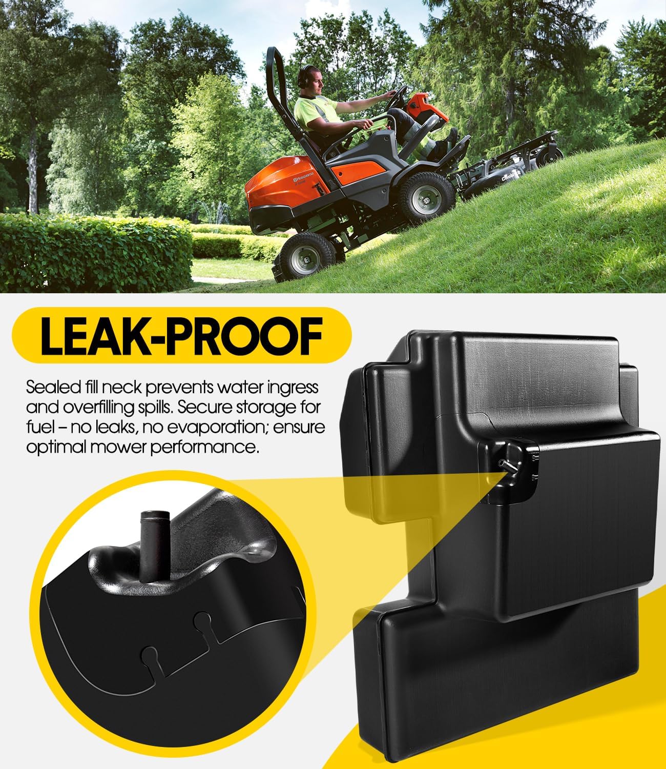 3.5 Gallon Lawn Mower Yard Garden Tractor Gas Fuel Tank 157103 532157103 for Husqvarna, Poulan, Poulan Pro, Roper, Sears/Craftsman and Weed Eater, Replace for # 153630, 157103, 532153630, 532157103