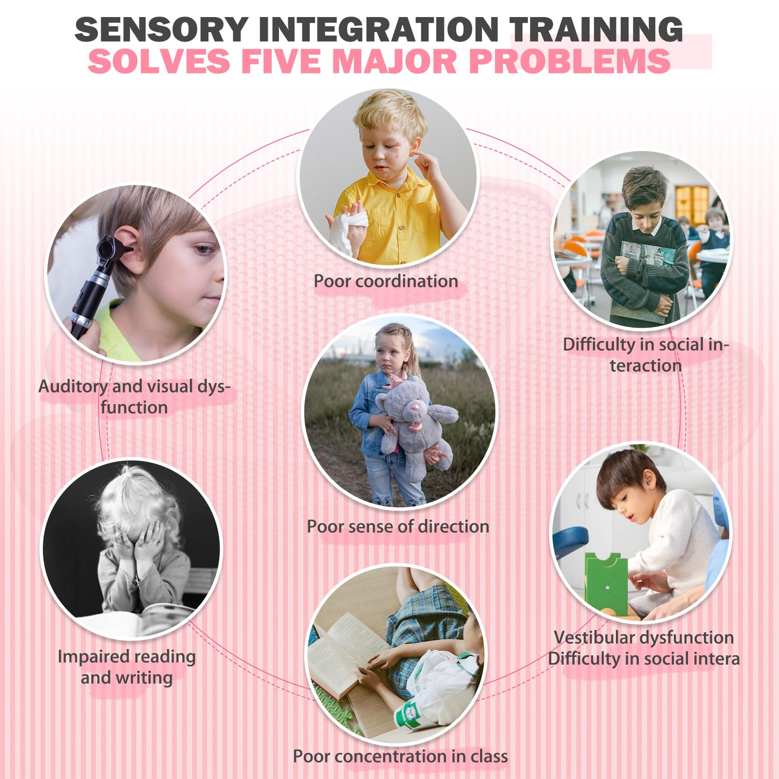 Drehstuhl Kinder Autismus,360° Karussell Stuhl Sensorik Spielzeug, Autismus Spielzeug & Adhs Hilfsmittel für Jungen und Mädchen. Förderung von Balance,Koordination & Selbstregulation (Magenta)