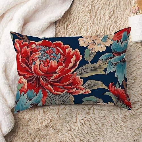Miniatura 7 de ArogGeld Cojín de cojín de granja de flores chinoiserie, color naranja rubor, pájaro, pavo real, animal, jardín asiático, floral, funda de almohada