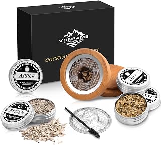 Cocktail Smoker Kit - Bourbon Drink Smoker & 4 Flavors Wood Chips-Old Fashioned Chimney Drink Smoker Kit for Infuse Whiskey, Cocktail, Wine, Meat, Cheese -Gift for Whiskey Lovers, Dad, Husband, Men