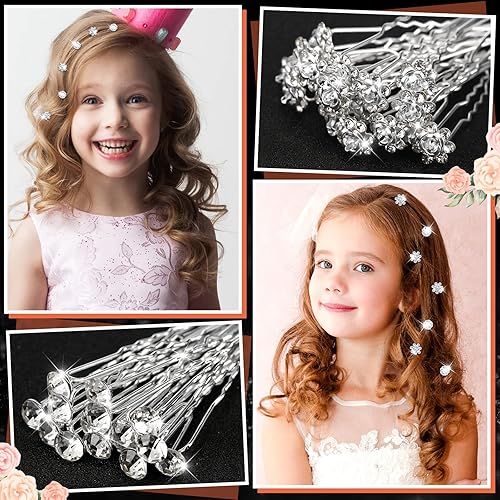Miniatura 4 de 60 horquillas para el cabello con perlas y diamantes de imitación, accesorios para el cabello de novia en forma de U para mujeres y niñas (estilo