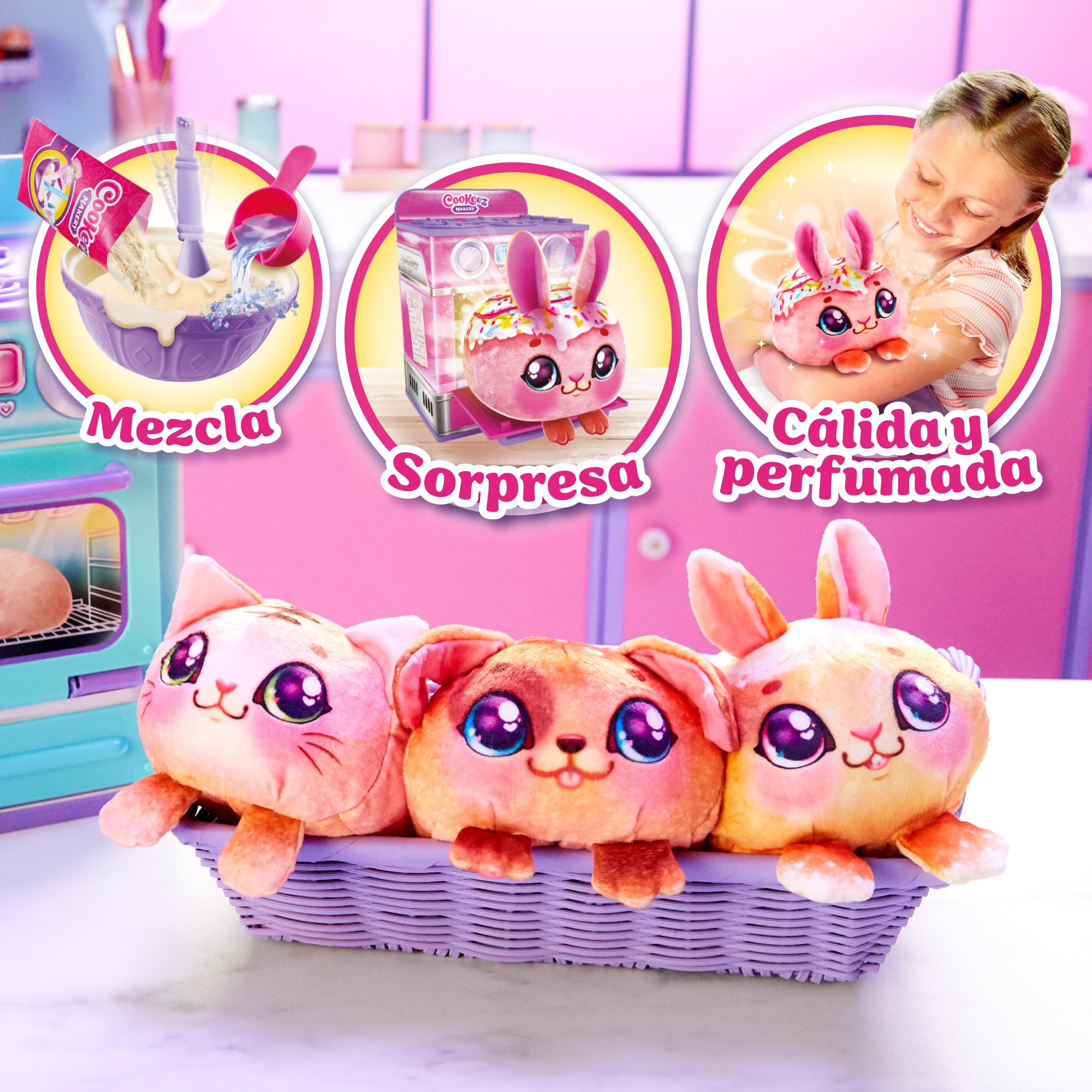 Cookeez Makery - Horno Mágico, juguete infantil interactivo, con ingredientes para crear tu mascota de peluche, tiene sonidos y olor dulce, niños y niñas +5 años, modelo aleatorio, Famosa (CKE00000)