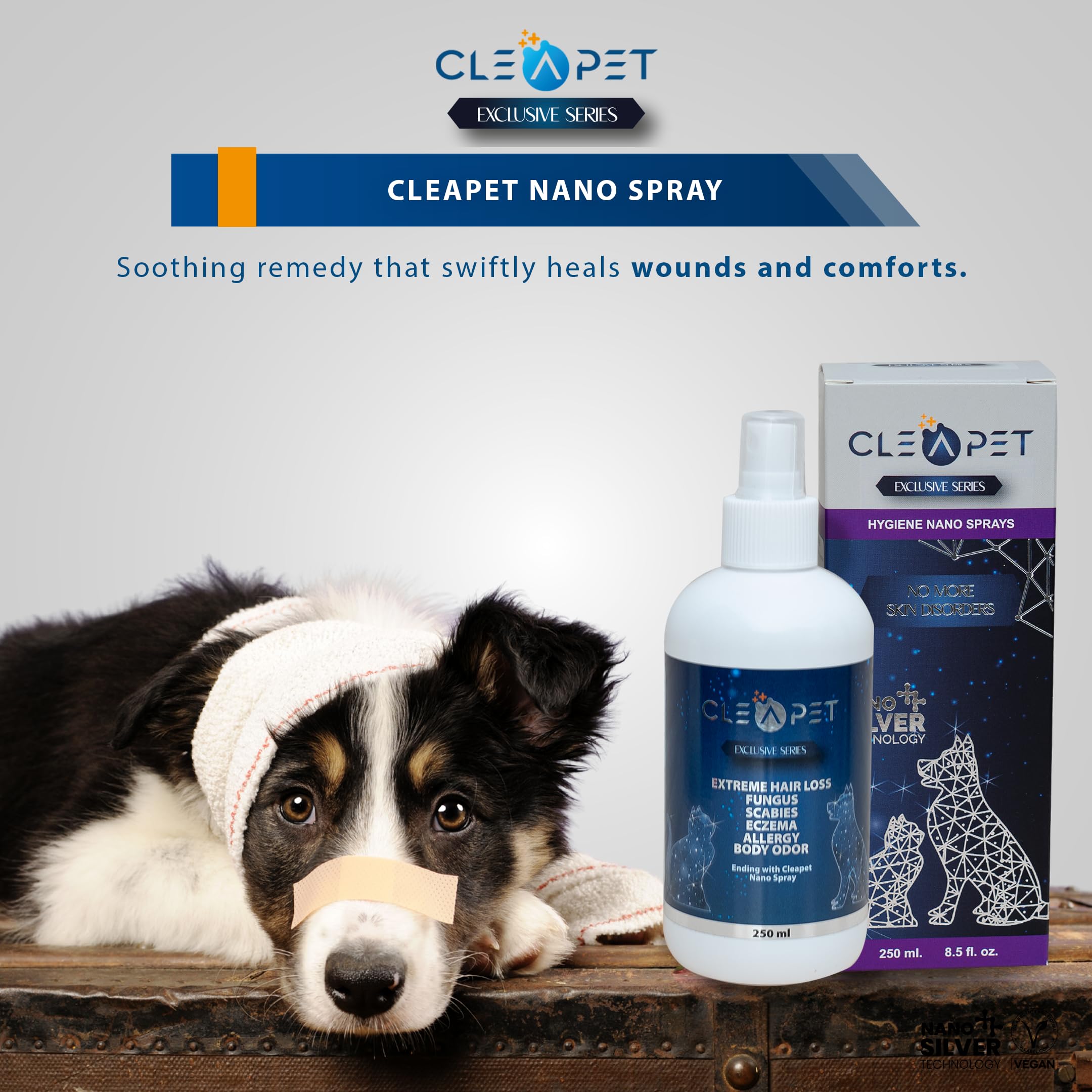 CLEAPET Nano Spray - 250ml - Hair Loss Spray - Body Odor - Allergien - Nano Silver - Colloidal Silver