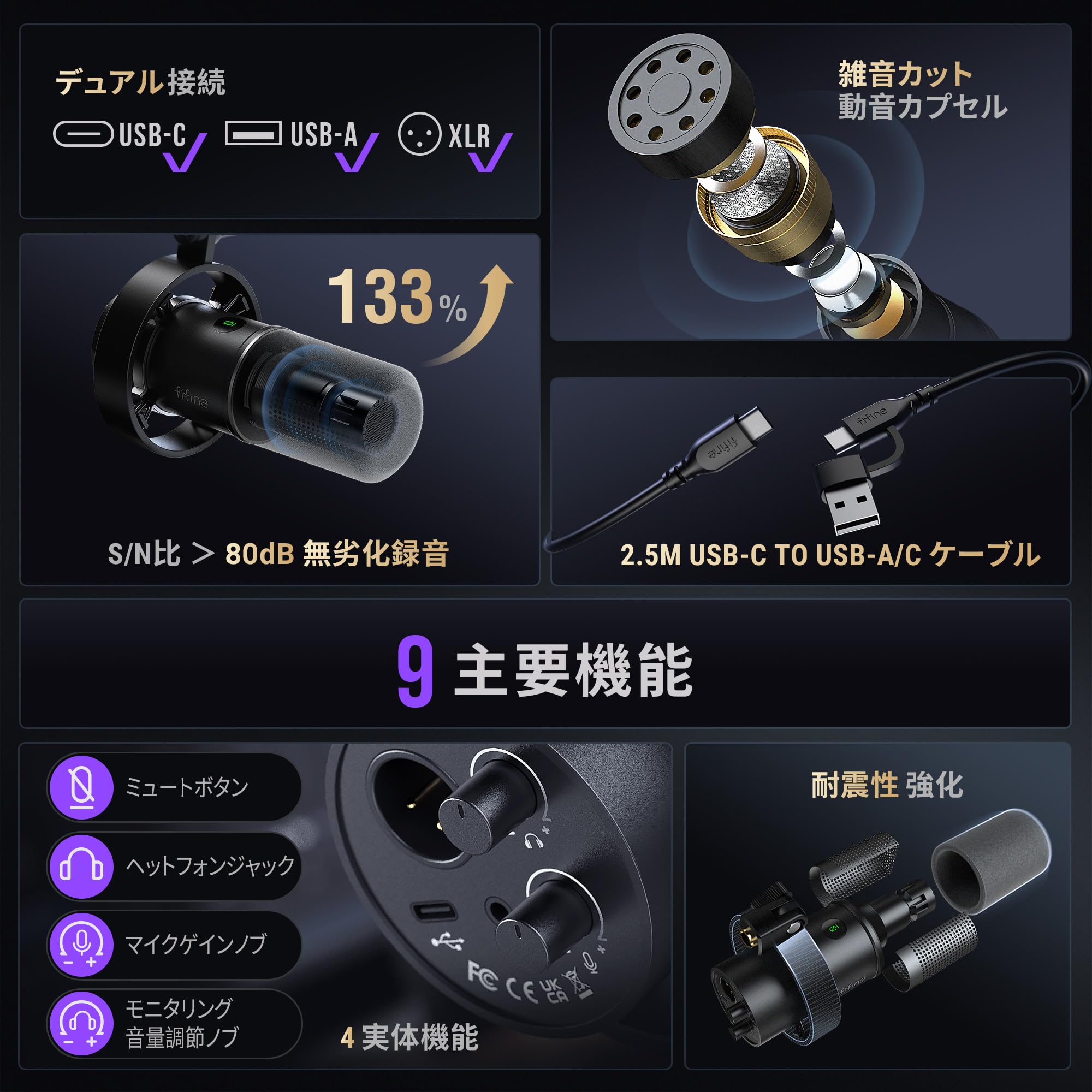 Amazon.co.jp: FIFINE USB/XLRダイナミックマイク 単一指向性 PC/PS4