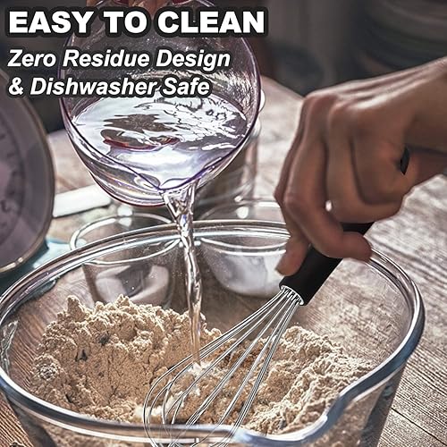 Miniatura 8 de Anaeat Juego de 5 batidores de cocina de acero inoxidable, batidora de leche y huevo con alambre grueso para batir, cocinar, hornear, batir y