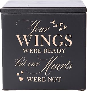 LifeSong Milestones Memorial Keepsake Box - Your Wings Were Ready - Bereavement Human Cremation Box Loss of Loved One Sympathy Home Decor - 3.5â€ x 3.5â€ x 3.5â€ (Black)