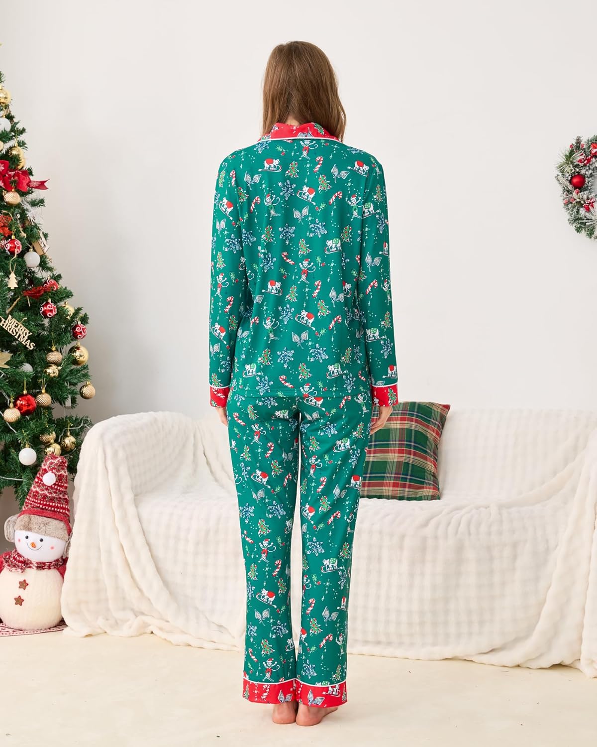 Women Y2k Monkey Pajamas Set Button Down Sleepwear Loungewear Pjs for Jammies Party Christmas Thanksgiving Gift - Image 8