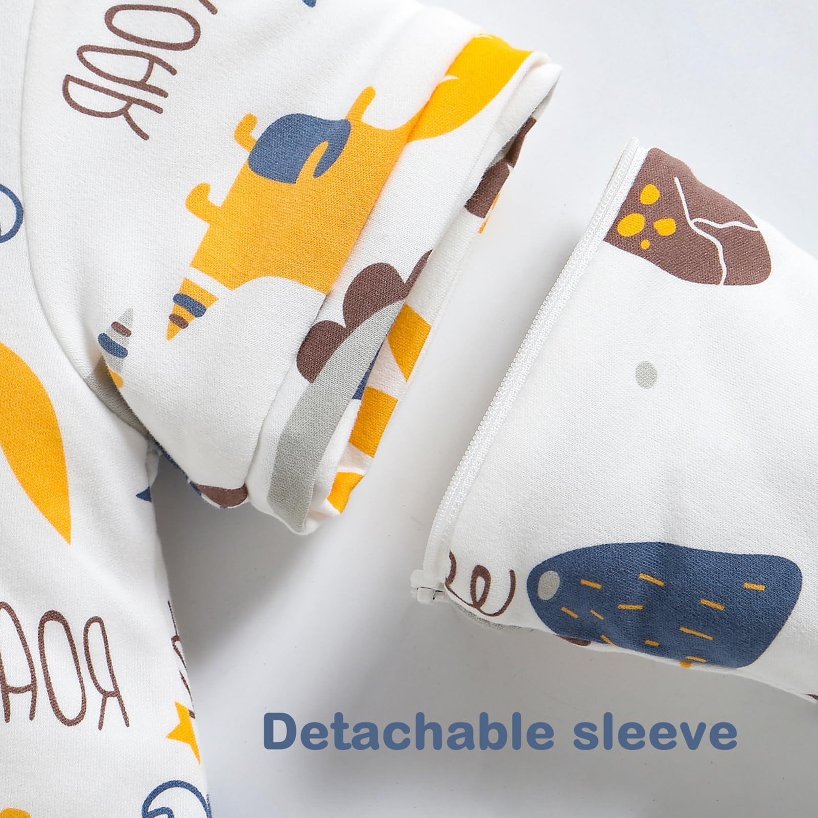 Saco de Dormir para bebé de Invierno de 3,5 TOG con Mangas extraíbles, Saco de Dormir 100% algodón con Brazos