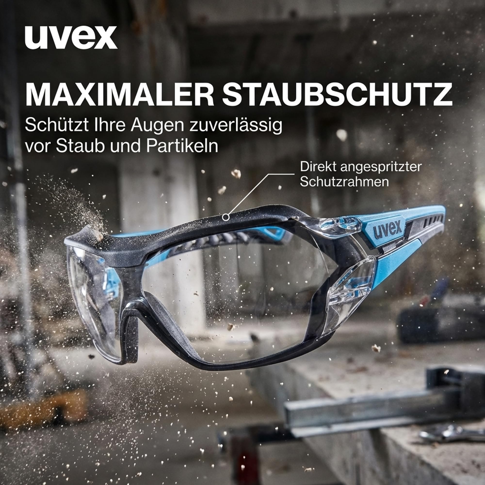 Uvex Pheos nxt Guard – Gafas de protección – Gafas de planchado con 100% protección UV – Interior antivaho, exterior extremadamente resistente a los arañazos y sin metal – transparente – azul