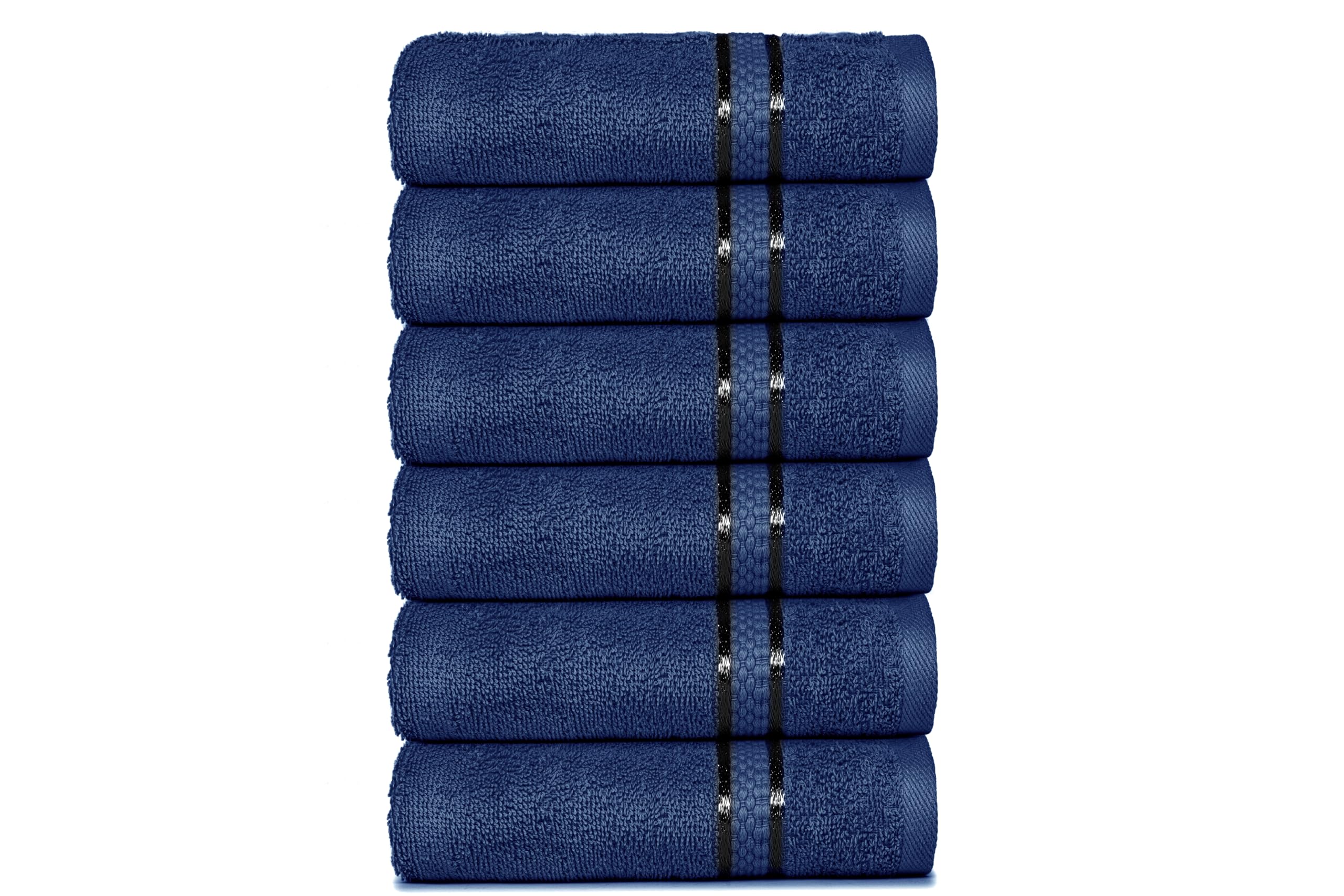 Dewall Maisons Navy Blue 6-Piece Premium Hand Towel Set - Premium Cotton, 16" x 28" - Soft, Quick-Drying, Perfect for an Elegant Bathroom Experience –