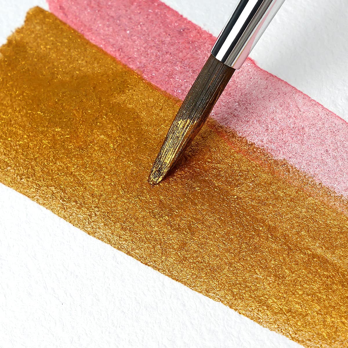 Paul Rubens Künstler-Aquarellfarben – Metallic-Glitzer-Vollfarben – Rosa tragbarer Metallkoffer mit Palette – 24-Farben-Set, funkelnde Aquarellfarben