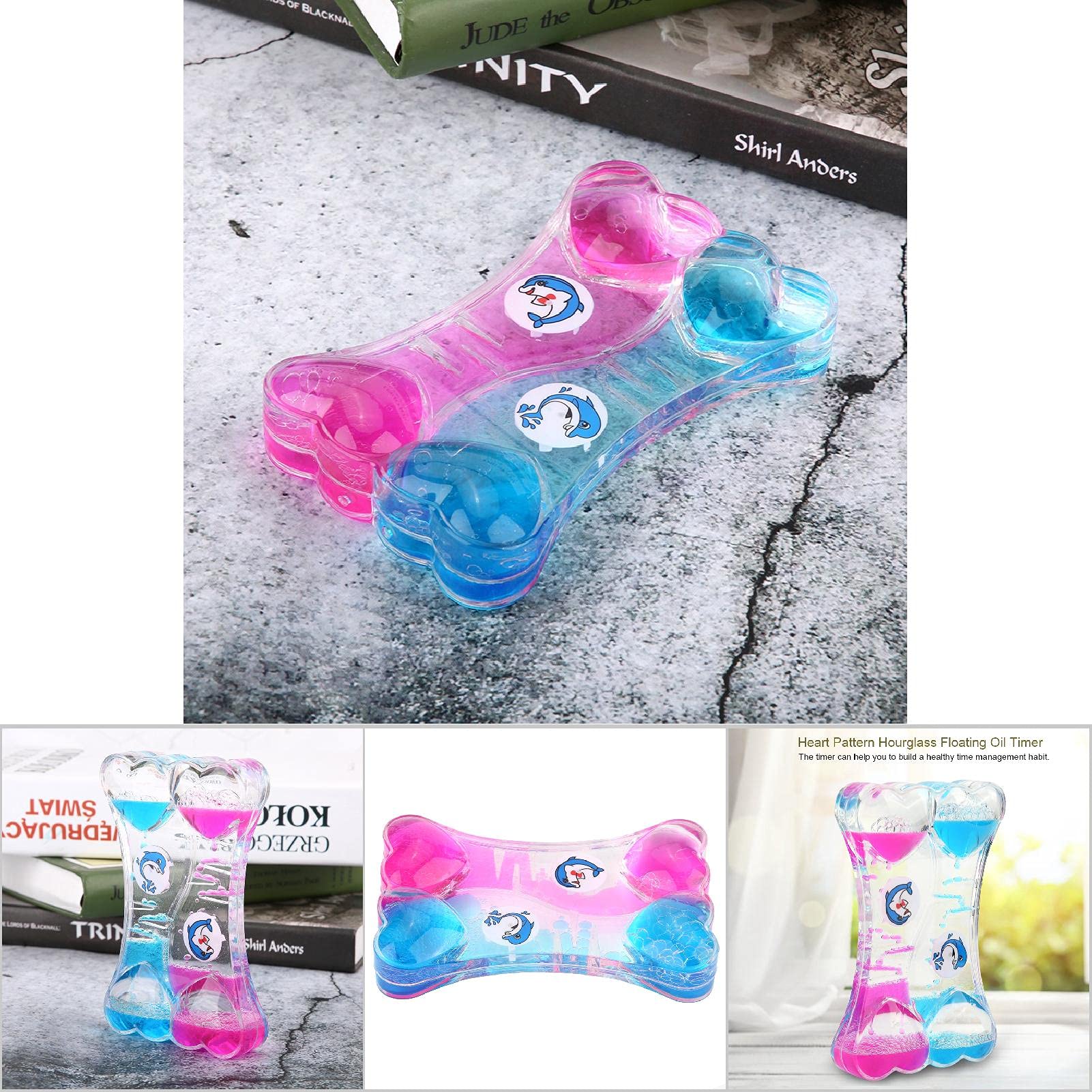 Zerodis Clessidra Galleggiante A Cuore Con Olio – Blu E Rosa – Decorazione Da Scrivania Magica - 2