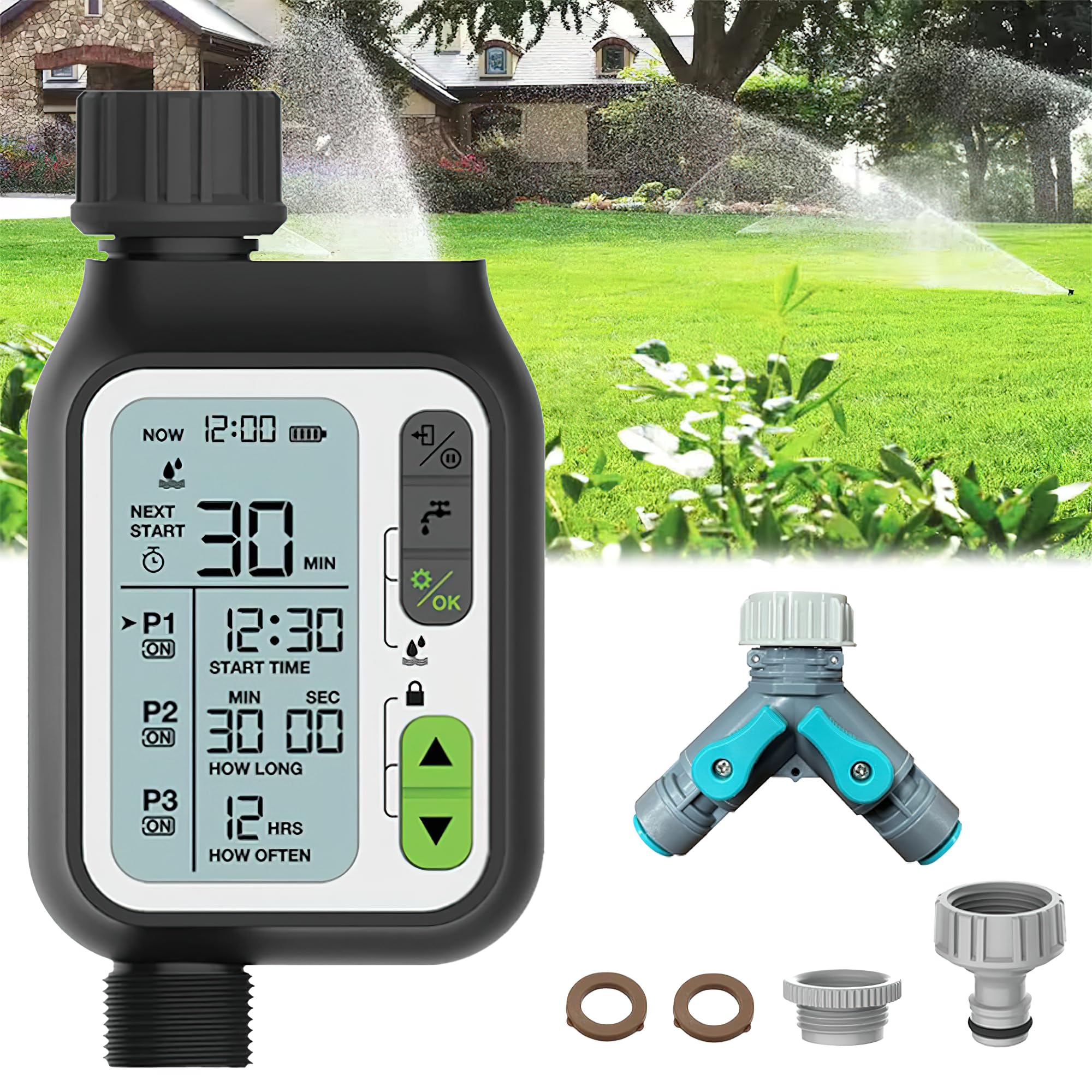 WISKA Holiday Watering Set - Smart Automatic Drip System for Garden or Plant Waterer Timer, Automated Controller Ideal for Vacation Plant Care, Sprinkler, Fogger, Sprayer, Drippers (B0D3HVC6TG) Amazon Price History, Amazon Price Tracker