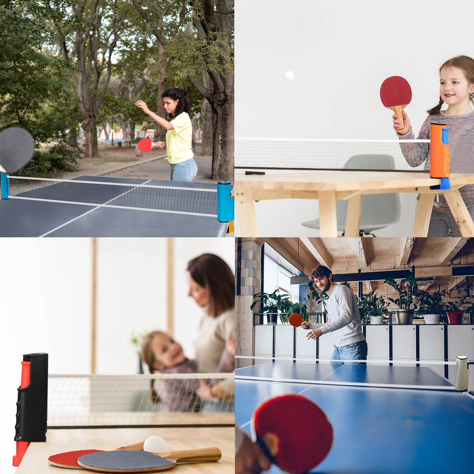 Red de Tenis de Mesa Telescópica Ajustable hasta 170 cm, Portátil Retráctil para Ping Pong
