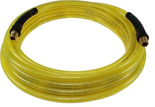 Coilhose Pneumatics PFE41004TY Flexeel Reinforced Polyurethane Air Hose, 1/4-Inch ID, 100-Foot Length with (2) 1/4-Inch MPT Reusable Strain Relief Fittings, Transparent Yellow
