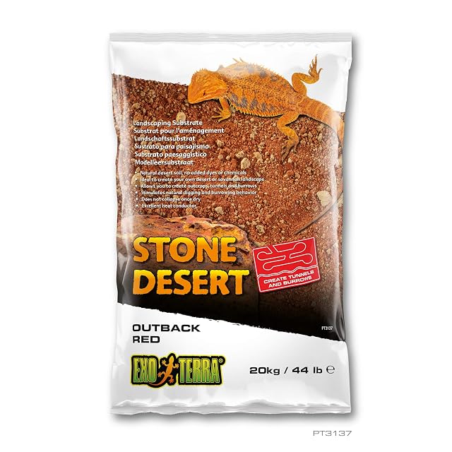 Exo Terra PT3137 Outback Red Stone Desert - Sustrato para terrarios (20 kg), Color Rojo