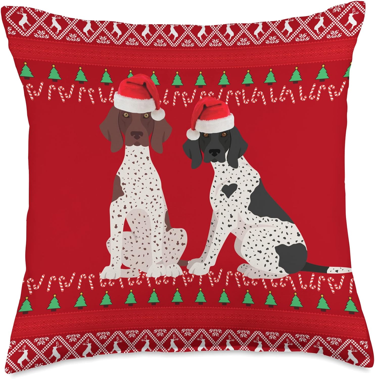 German Shorthaired Pointer Christmas GSP Ugly Holiday Throw Pillow