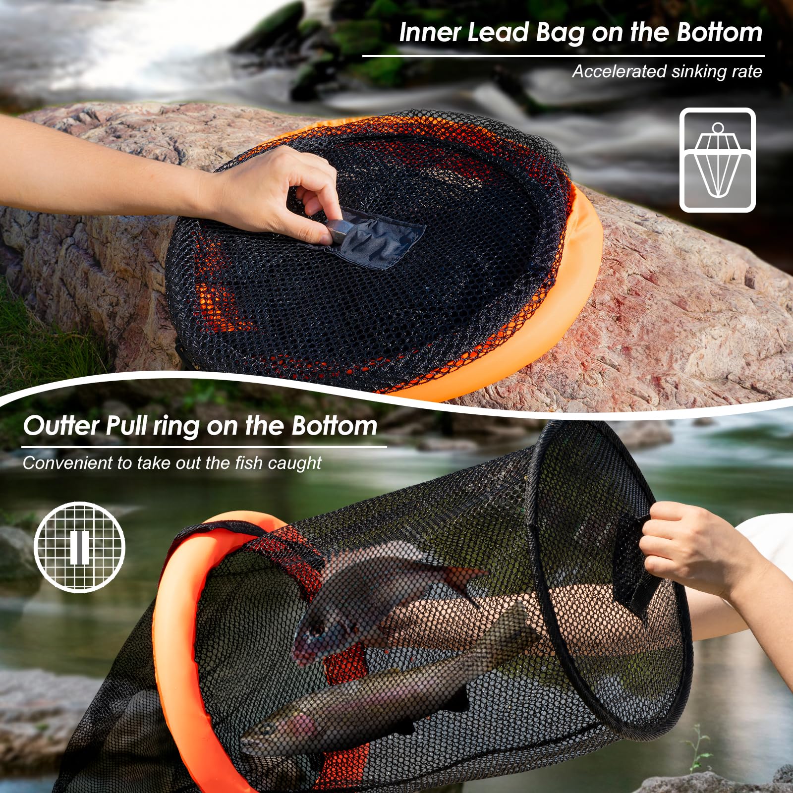 Snapklik.com : Floating Fish Basket For Live Caught, Foldable Fishing ...