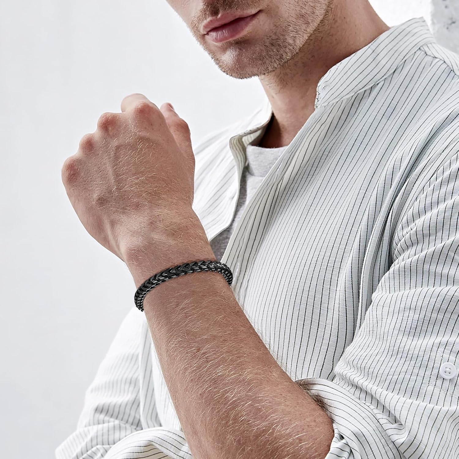 LUCKY2+7 Mens Bracelet - Stainless Steel Fold Over Clasp Franco Chain Bracelets for Men Jewelry Gifts for Dad Grandpa Husband - Image 5