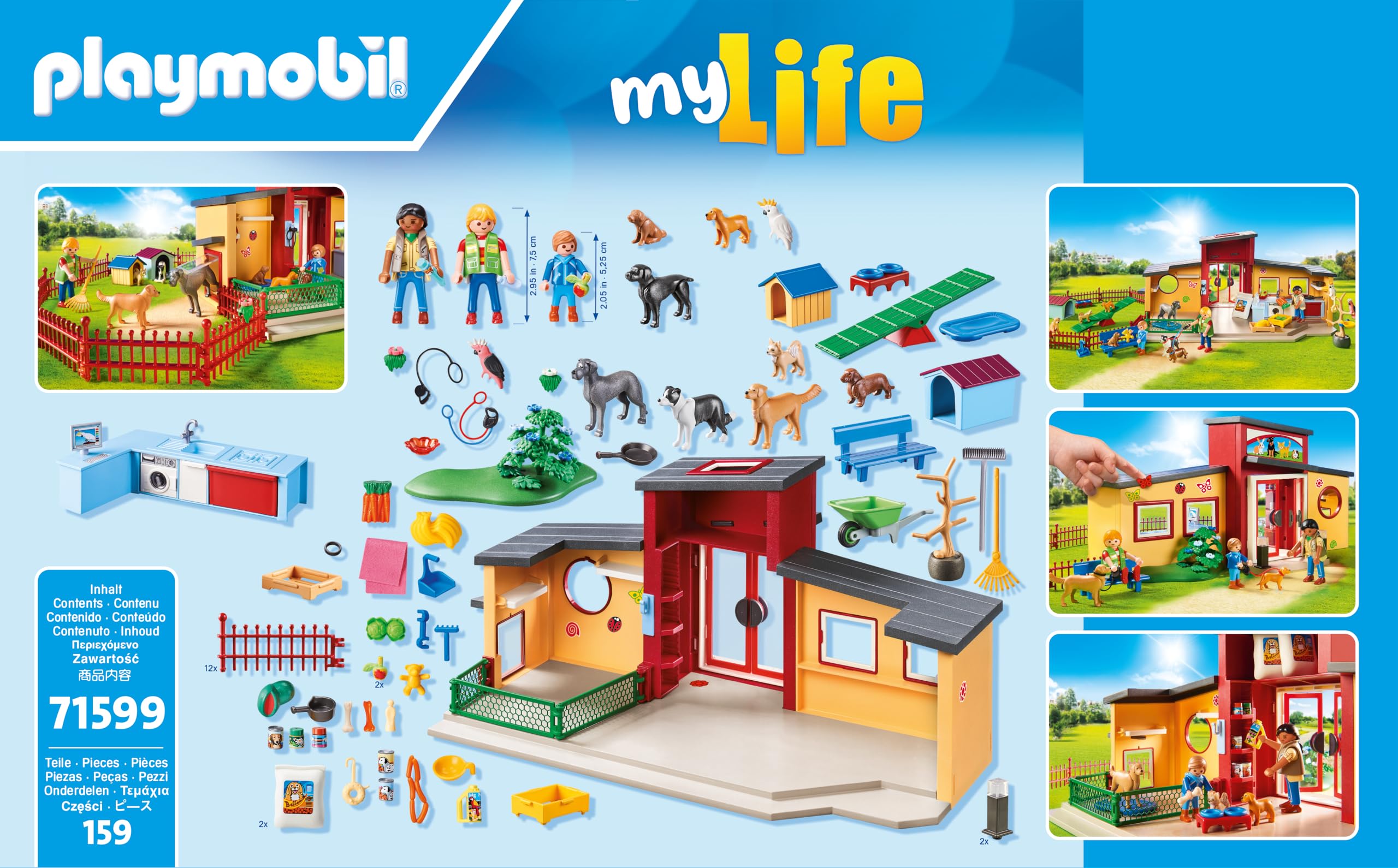 PLAYMOBIL MyLife 71599 Tierhotel 'Pfötchen', große Pension mit 10 Tieren, tollem Pflegezubehör und süßen Dekostickern, detailreiches Spielzeug für Kinder ab 4 Jahren
