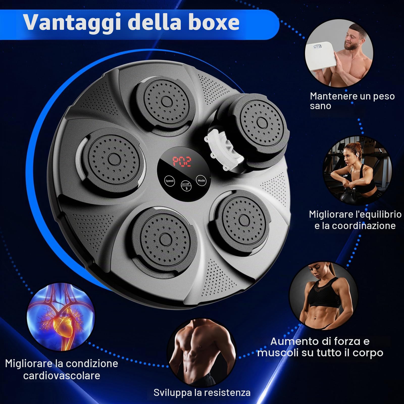 HotHands Macchina da Boxe Musicale, Macchina da Pugilato Musicale a LED con Bluetooth, 9 modalità e velocità, Esercitatore Elettronico Intelligente di Pugilato Musicale per Bambini e Adulti in Casa