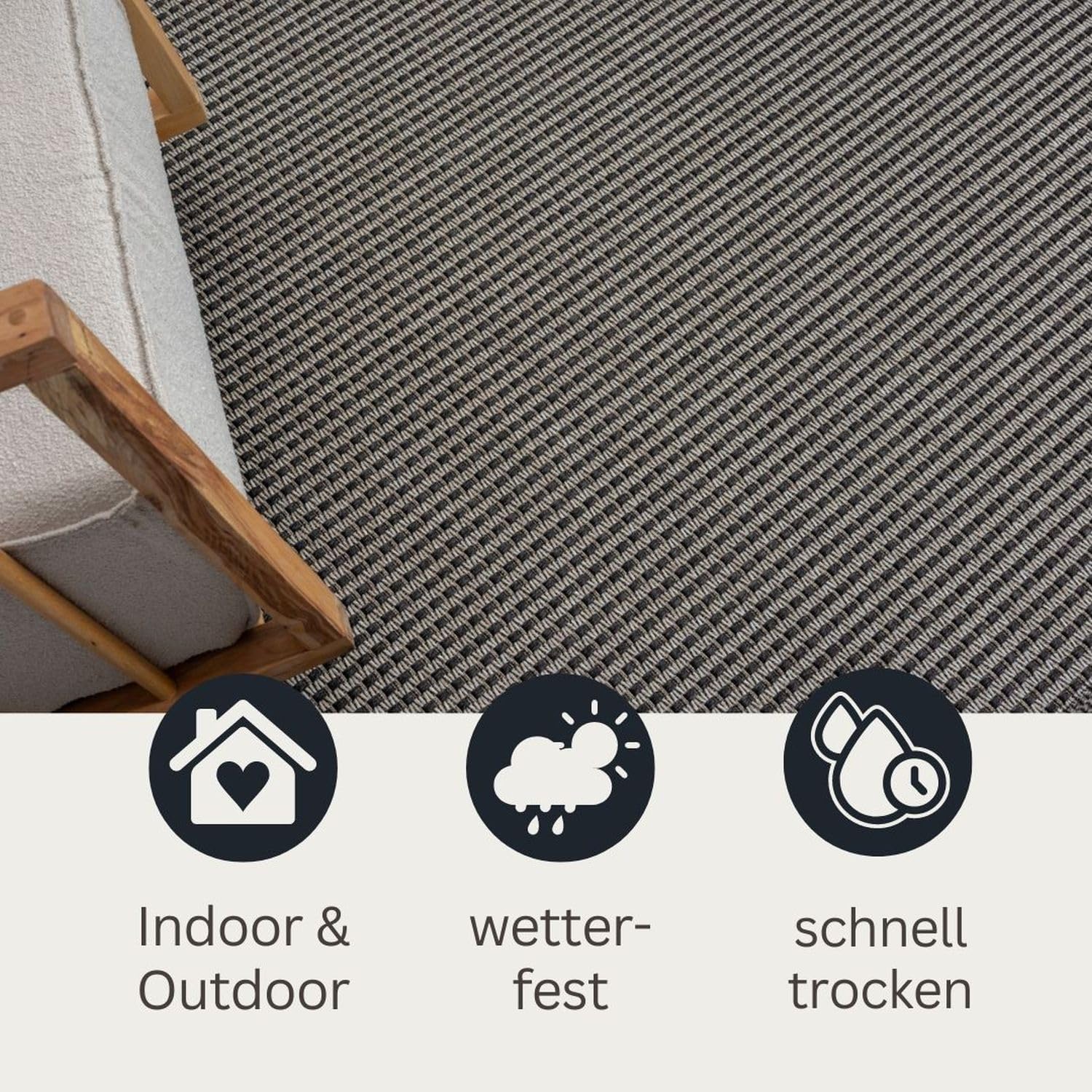 MY-RUG Outdoor Teppich wetterfest 160 x 230 cm, UV beständig & robust für Garten Terrasse, Balkon Küche & Wohnzimmer, kurzflor waschbarer Wohnzimmerteppich, Fiona II