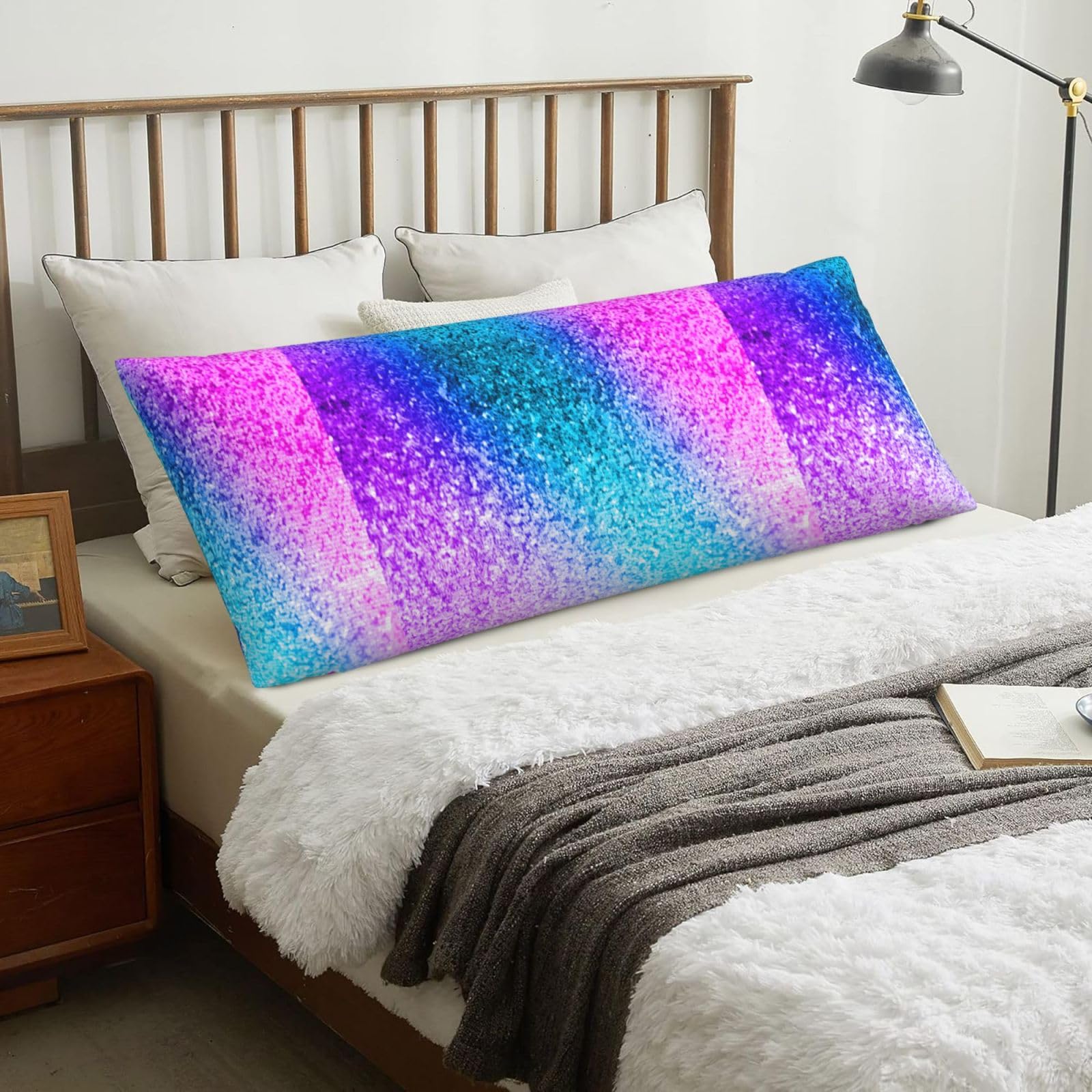 Glitter Sequin Spot, Body Pillow Cover with Zipper,Long Body Pillowcase 20 x 60 in