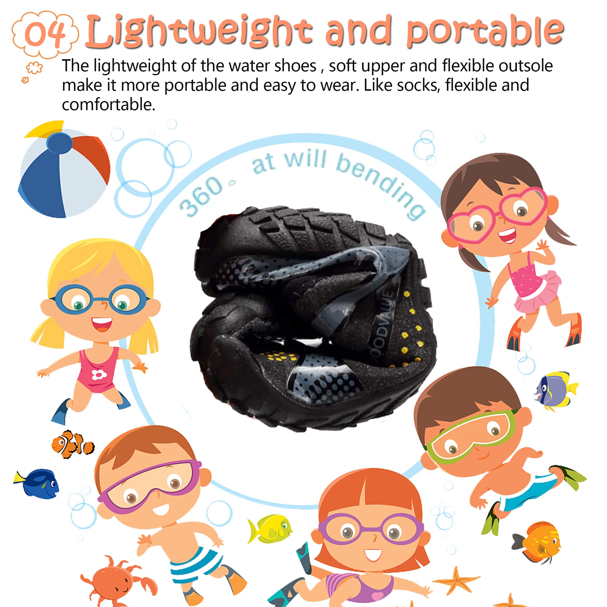 Maxome Zapatos de Agua para niños y niñas, Zapatos de Playa para niños, Zapatos de natación acuática, Zapatos Descalzos, de Secado rápido, Ligeros, para Surf, Buceo, para niños