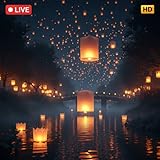 Magical Floating Lanterns Night Ambience 4K