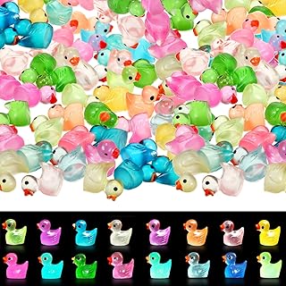 480 Pcs Luminous Mini Resin Ducks Bulk Glow in The Dark Ducks Decoration Tiny Ducks Mini Figurines Miniature Ornament Micro Dollhouse Duck Accessories for Garden Patio DIY Crafts, 16 Colors