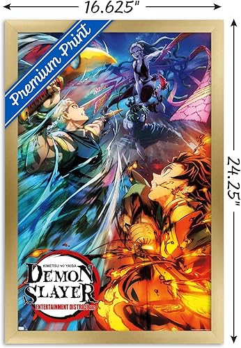 Miniatura 9 de Trends International Demon Slayer - Póster de pared Key Visual 2, 22.375 x 34 pulgadas, versión enmarcada de madera de granero