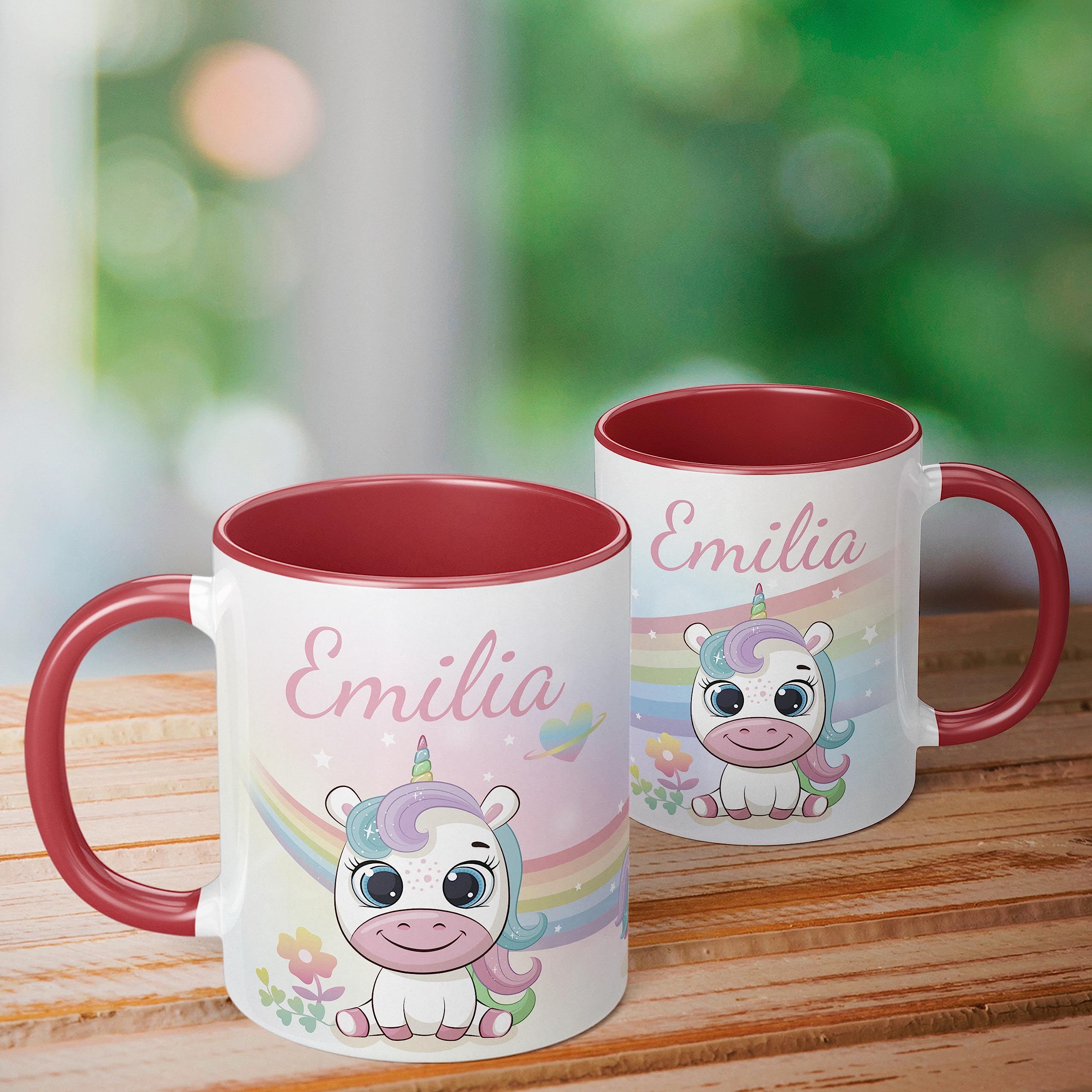 Personalisiertes Einhorn-Kinderbecher Mit Namen – Keramik, 330 Ml, Spülmaschinenfest, In Weiß/Rosa