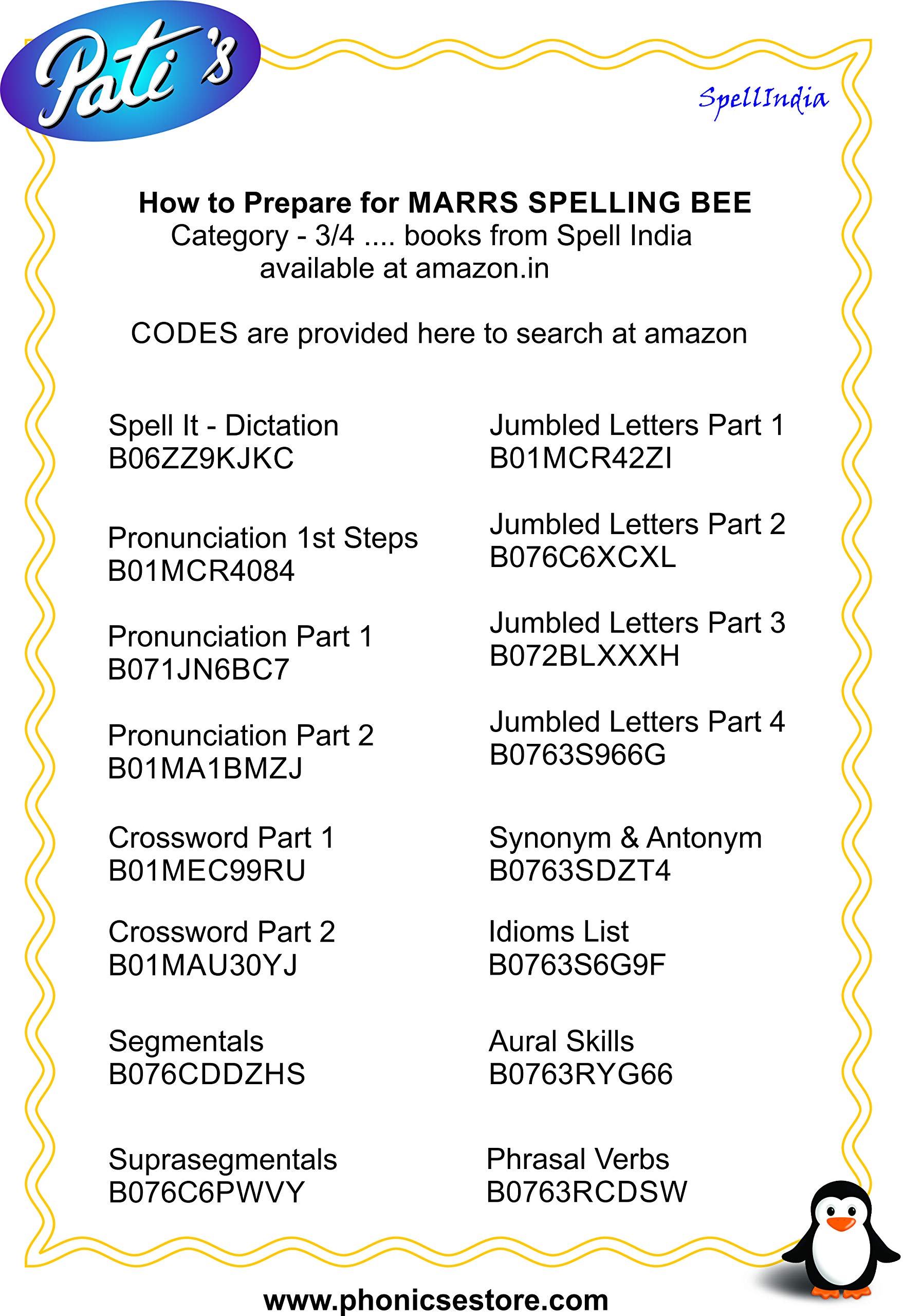 Buy Jumbled Letters Workbook - Category(s) 3 & 4 - Part 2 - for Classes 3  to 6 - Prepare for MARRS Spelling Bee .... from Spell India ... for pre  purchase