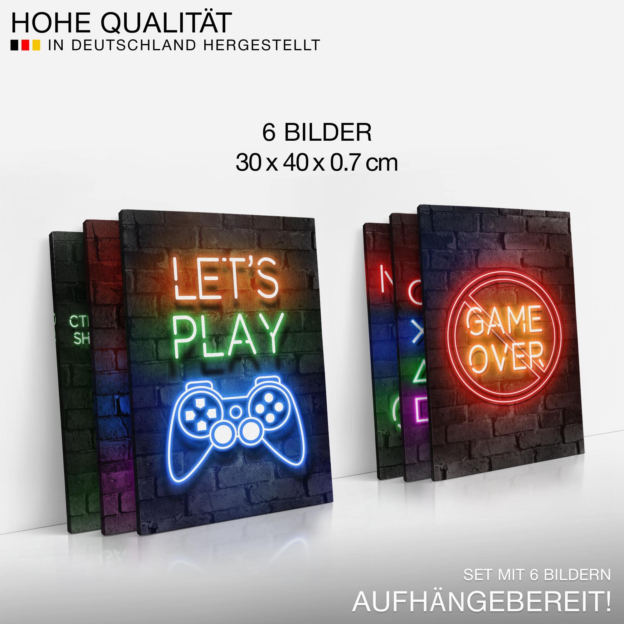 Novart Wandbilder - KEIN EXTRA RAHMEN BENÖTIGT - Kinderzimmer Junge Teenager - Bilder Modern Spielkonsole Gamer - Bunt - N005265a
