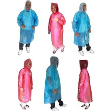 Poncho Rain Coat Long Sleeve Waterproof Plastic Adult Size Disposable Ponchos with Hoods Emergency Raincoats