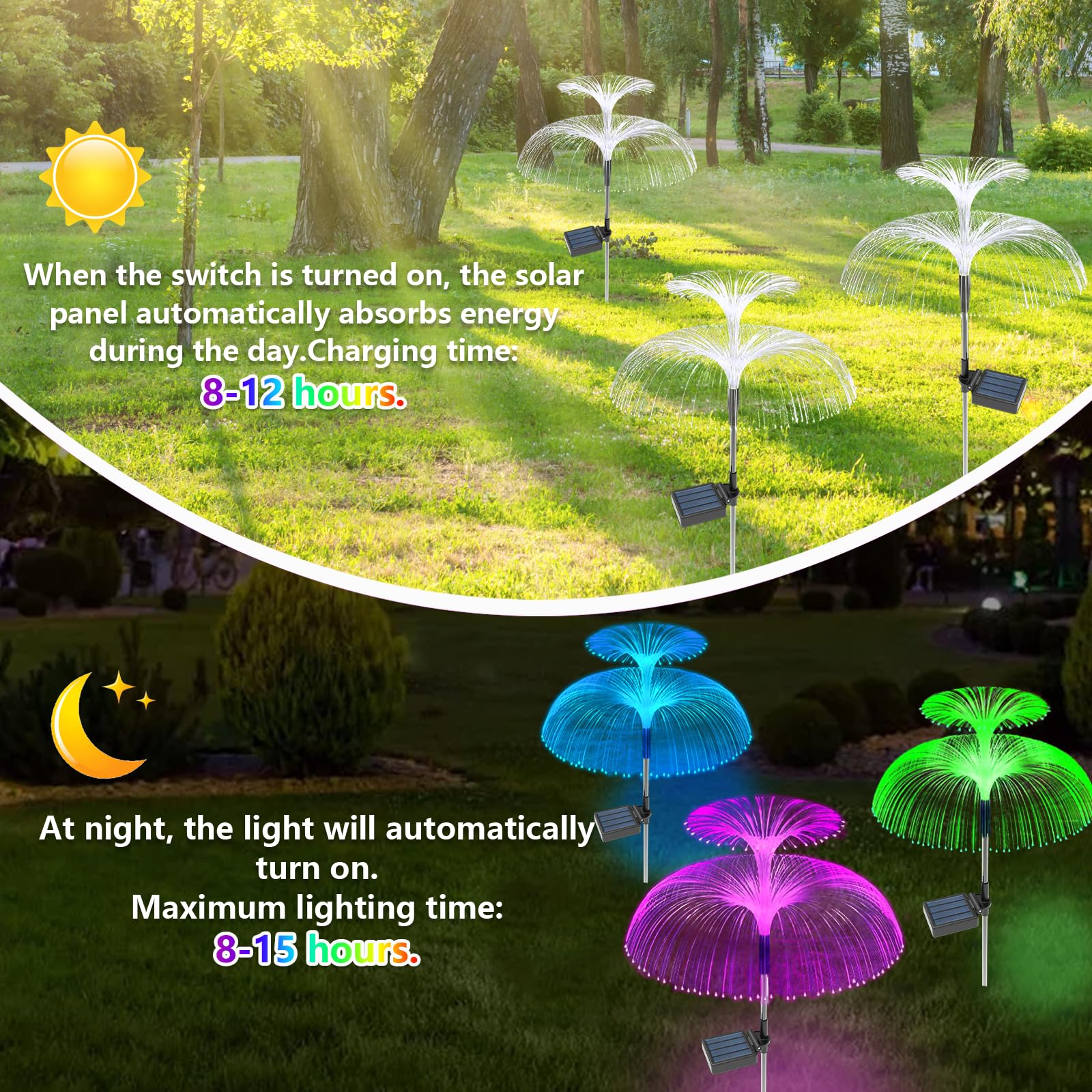 3Pack Garden Solar Lights Outdoor Waterproof Stake - Image 3