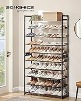 Vista 3 de SONGMICS Shoe Rack, 10-Tier Shoe Organizer, Metal Rack for Garage, Set of 2, 5-Tier Stackable Shelf, with Adjustable Flat or Angled Shelves, 40-50