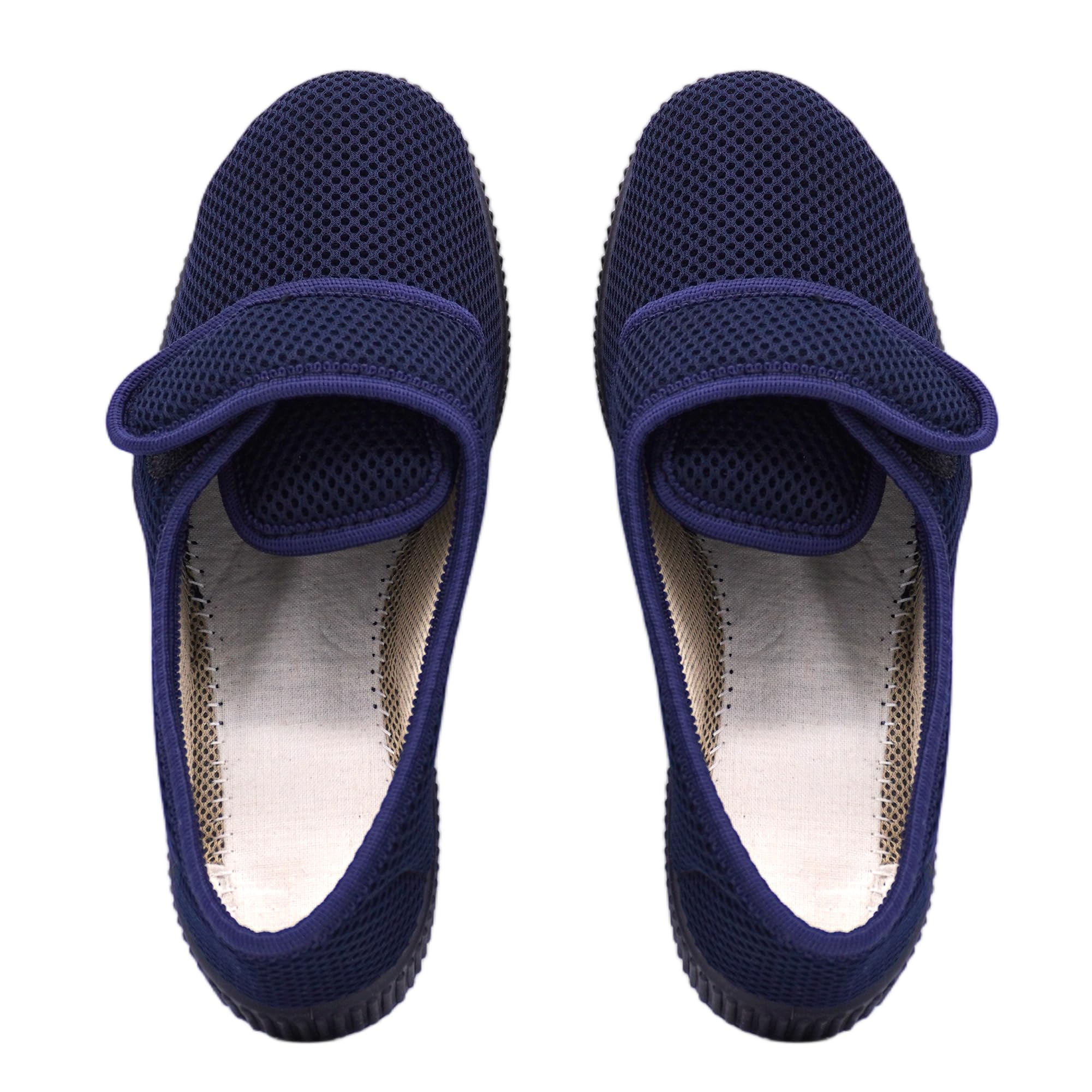JOMIX Chaussons Homme avec Fermeture à Scratch Chaussures Diabétiques Confortable en Maille Respirant Pantoufles de Confort Semelle Antidérapante pour Loisirs
