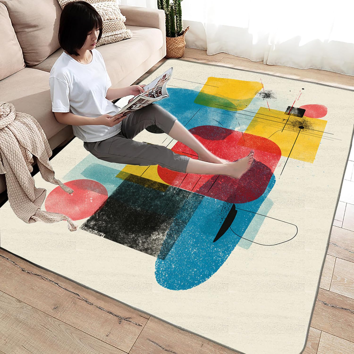 Kolorowy drukowany dywan do salonu zestaw kolorowych klocków dywan do salonu, sypialni dla dorosłych jadalnia biuro (wielokolorowy)-120x150cm