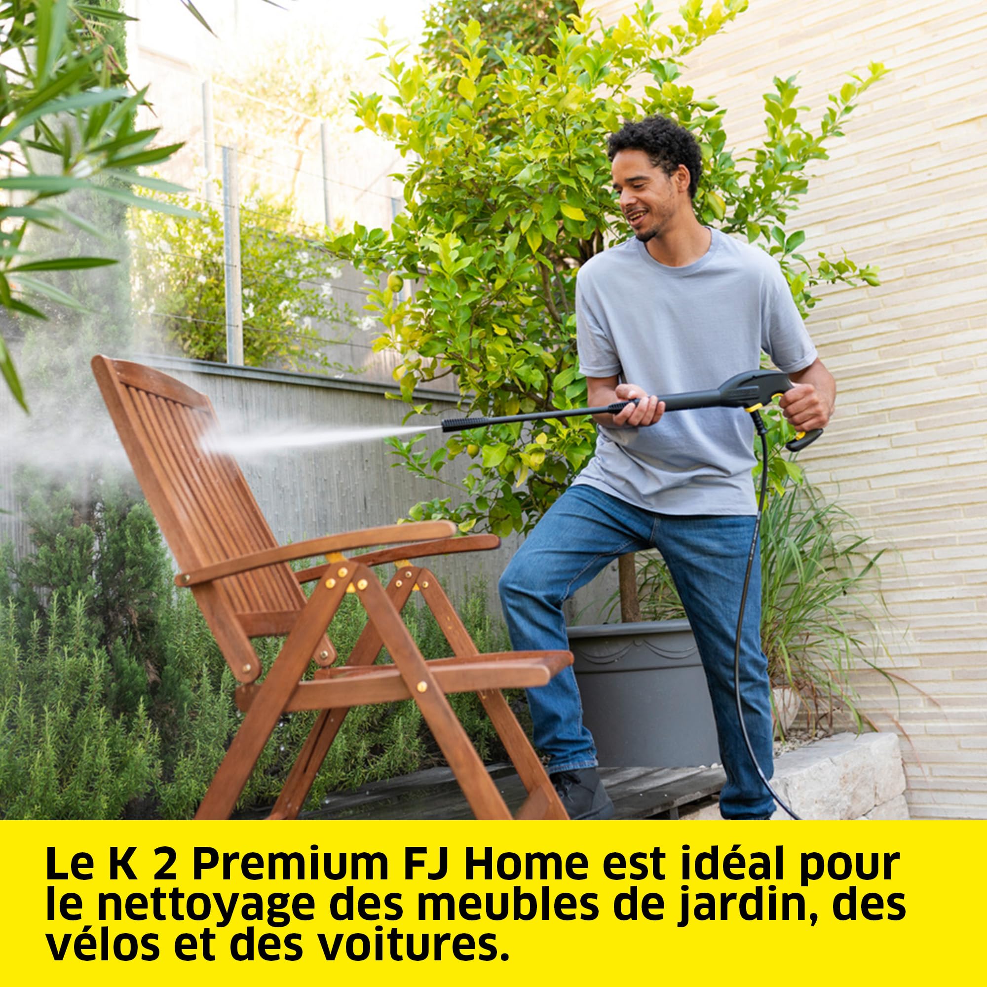 Kärcher Nettoyeur Haute Pression K 2 Premium FJ Home, Pression max 110 bar, Débit 360 l/h, Surface 20 m²/h, Filtre à Eau, Poids 4,2kg, Pistolet Haute Pression, Lance, Rotabuse, Buse à Mousse, Home Kit