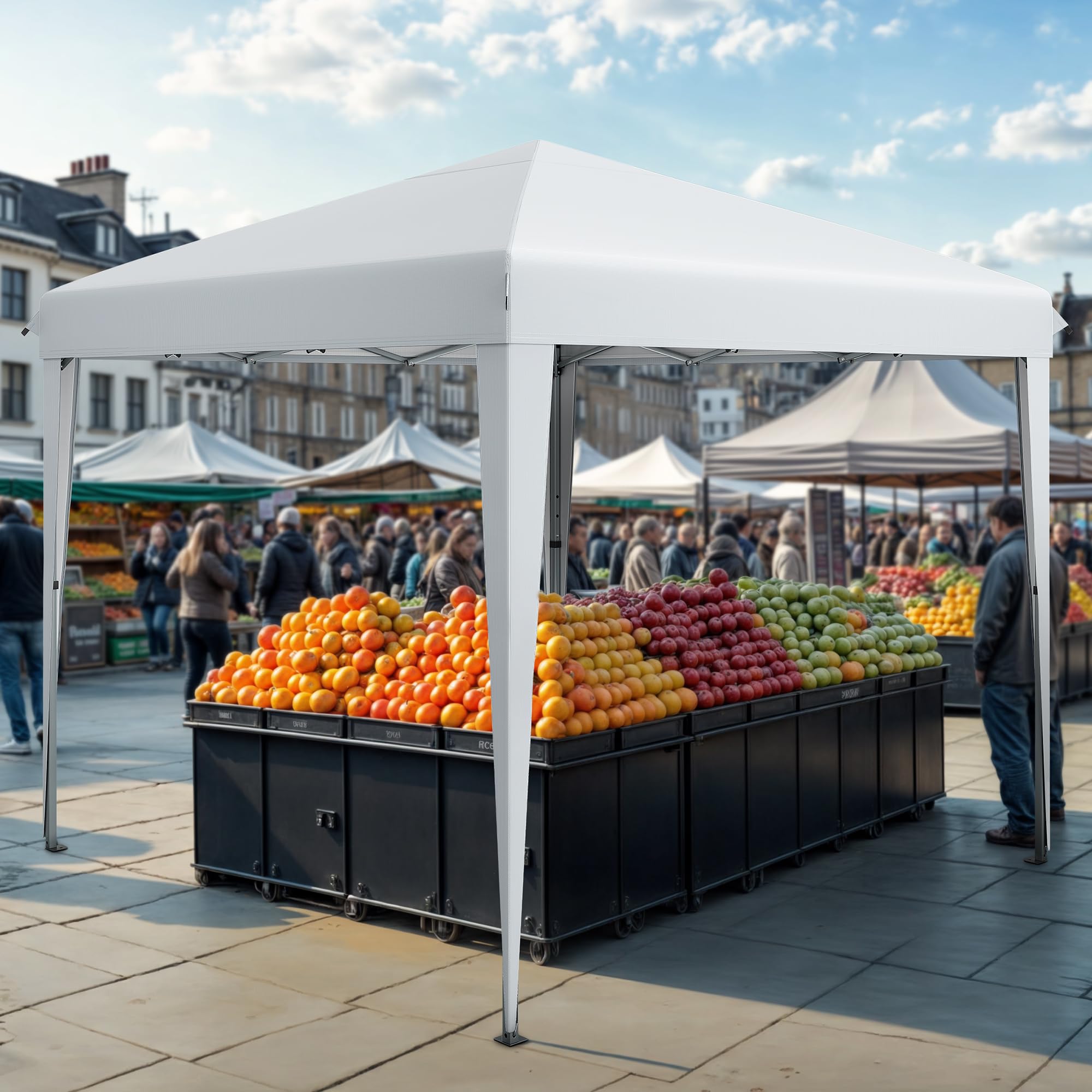 DWVO Pop-Up Gazebo 3m x 3m, Pop-Up Tent with Storage Bag, 4 x Sandbags Fully Waterproof, Folding Outdoor Shelter for Weddings, Parties, Camping and Events (White)
