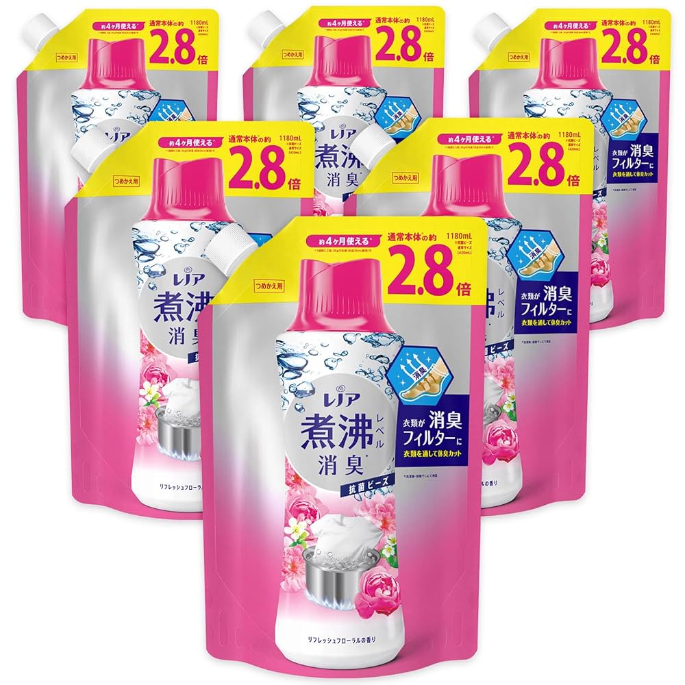 レノア煮沸レベル消臭抗菌ビーズ リフレッシュフローラルの香り1180ml×6個 Amazon | [ケース販売] レノア 超消臭 煮沸レベル消臭 抗菌