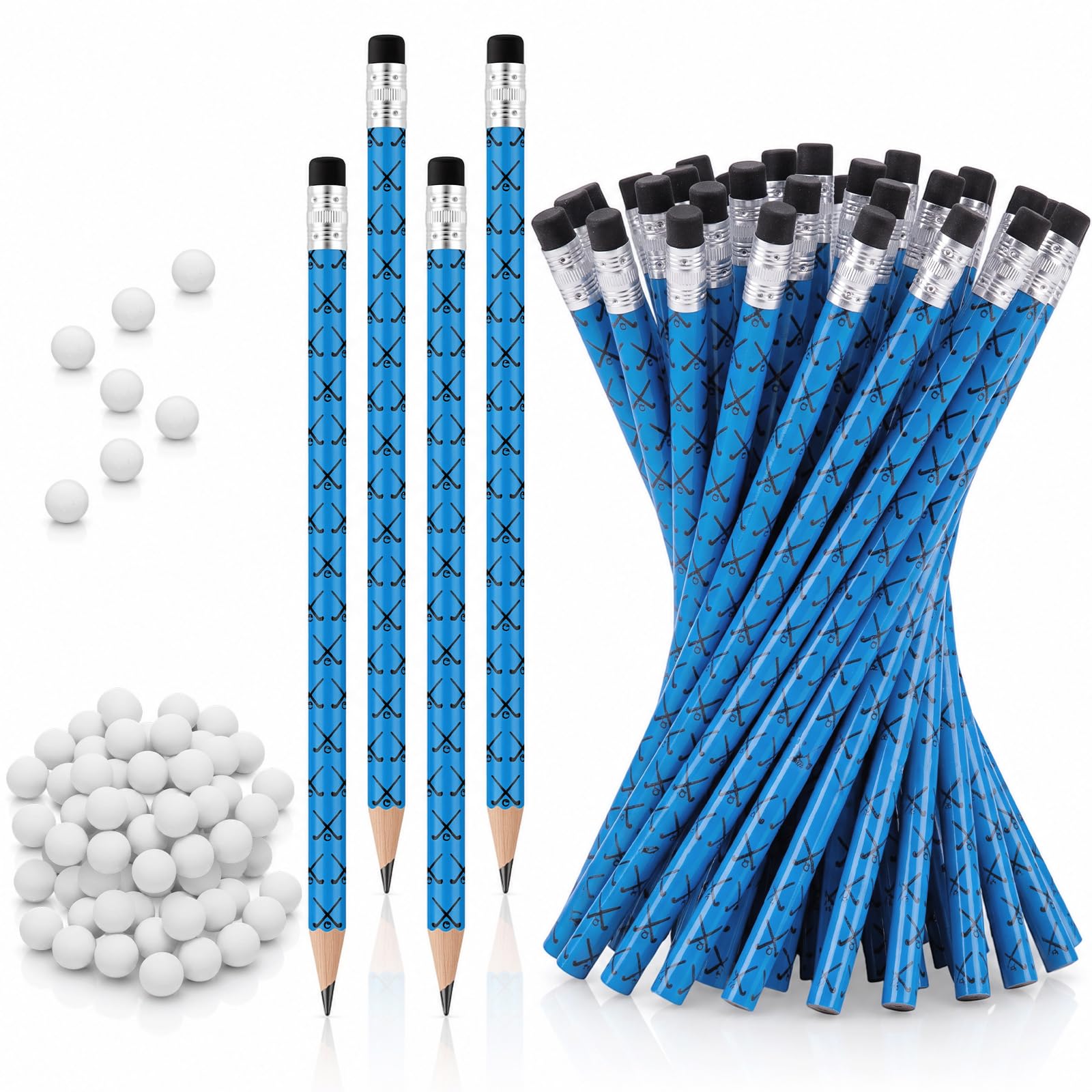 72 Pcs Street Hockey Pencils Erasers for Kids Hockey Birthday Party Favors