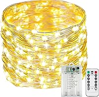 Vista 17 de Paquete de 4 luces de hadas que funcionan con pilas con temporizador de control remoto, tira de luces LED para decoración de interiores