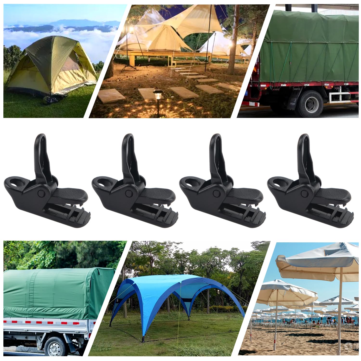 YIXISI 30 Sztuk Tarp Clips, Camping Tent Snaps, Tarpaulin Clips, Klipsy do Namiotu, Zaciski do Tarpów, Klipsy do Mocowania Tarpów (Czarny)