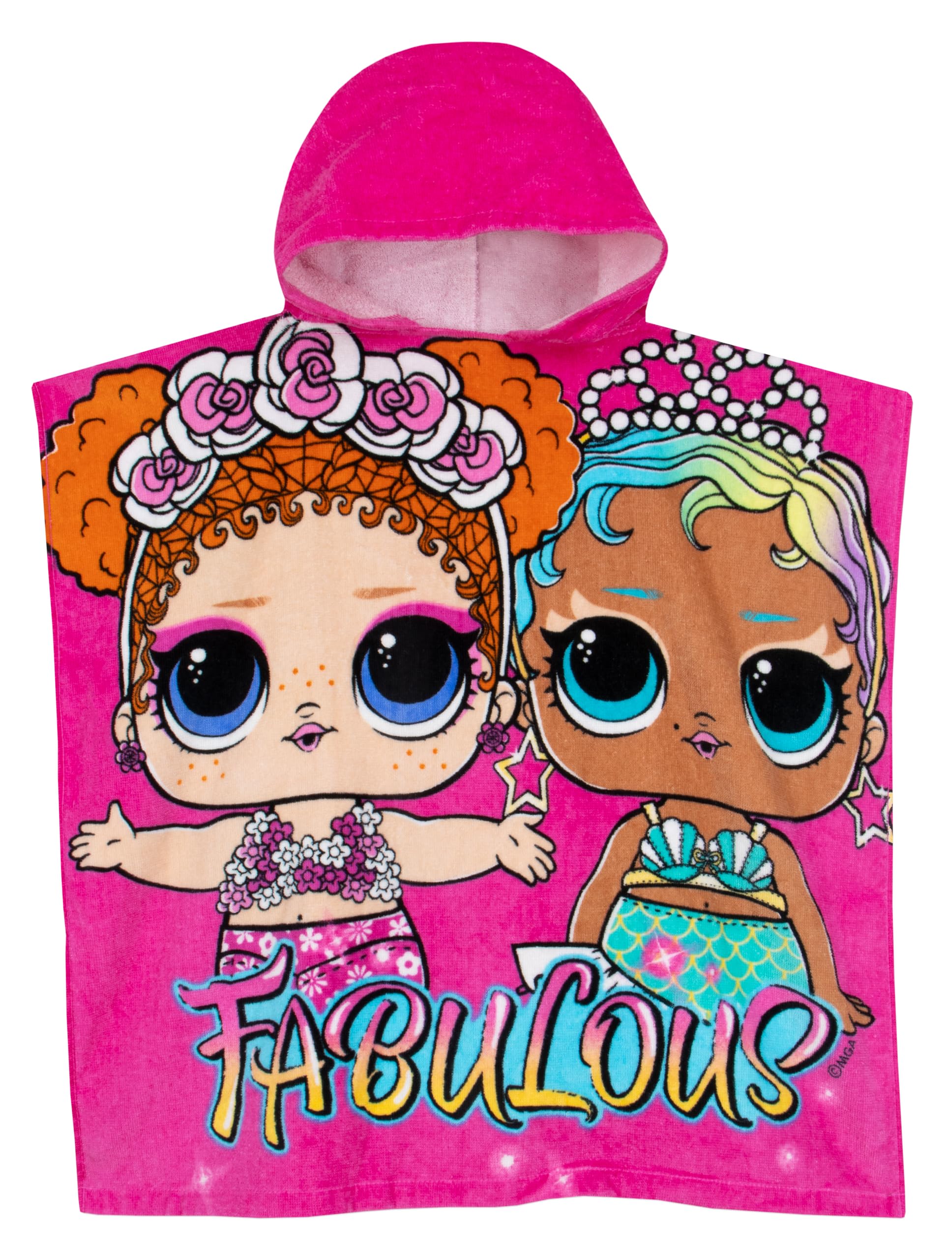 LOL Surprise Towel Poncho - Girls One Size Pink Cotton - Official Merchandise