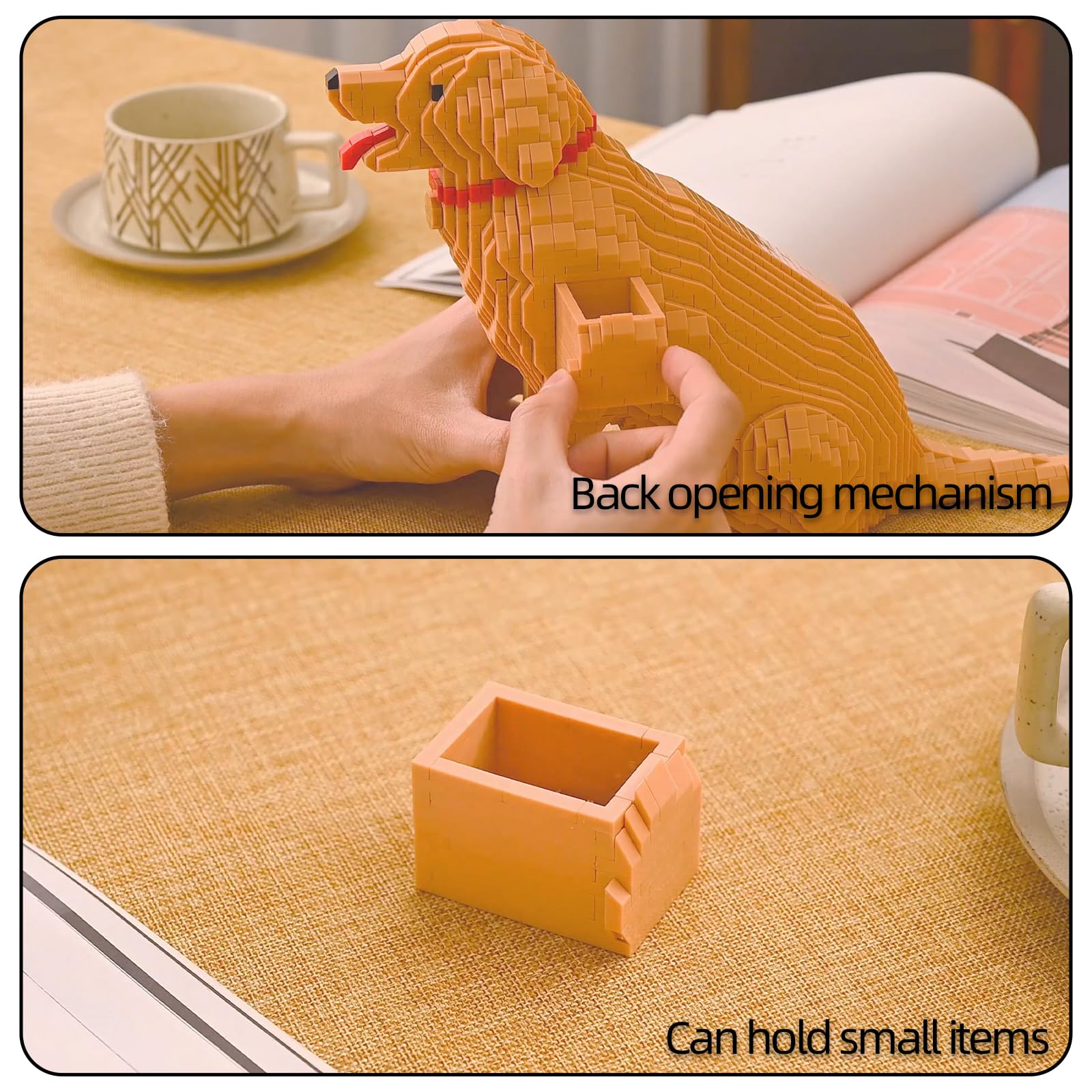 HJPLPXH Animal Dog Adorable Pet Golden Retriever Micro Building Blocks Set including Secret Hidden Storage Box Inside! Ideal Toy for Dog Lovers Kids & Adults - Image 3